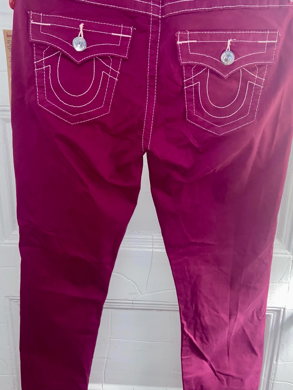 True Religion Women’s Super Skinny Jeans in Boysenberry Pink - Picture 3 of 10